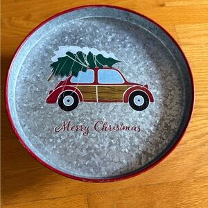 Festive Red and Silver Holiday Tray